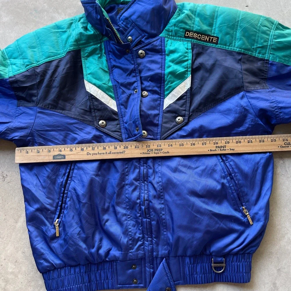 Vintage Descente Ski Jacket Blue Teal Colorblock Mens Small Retro 80s 90s Sport